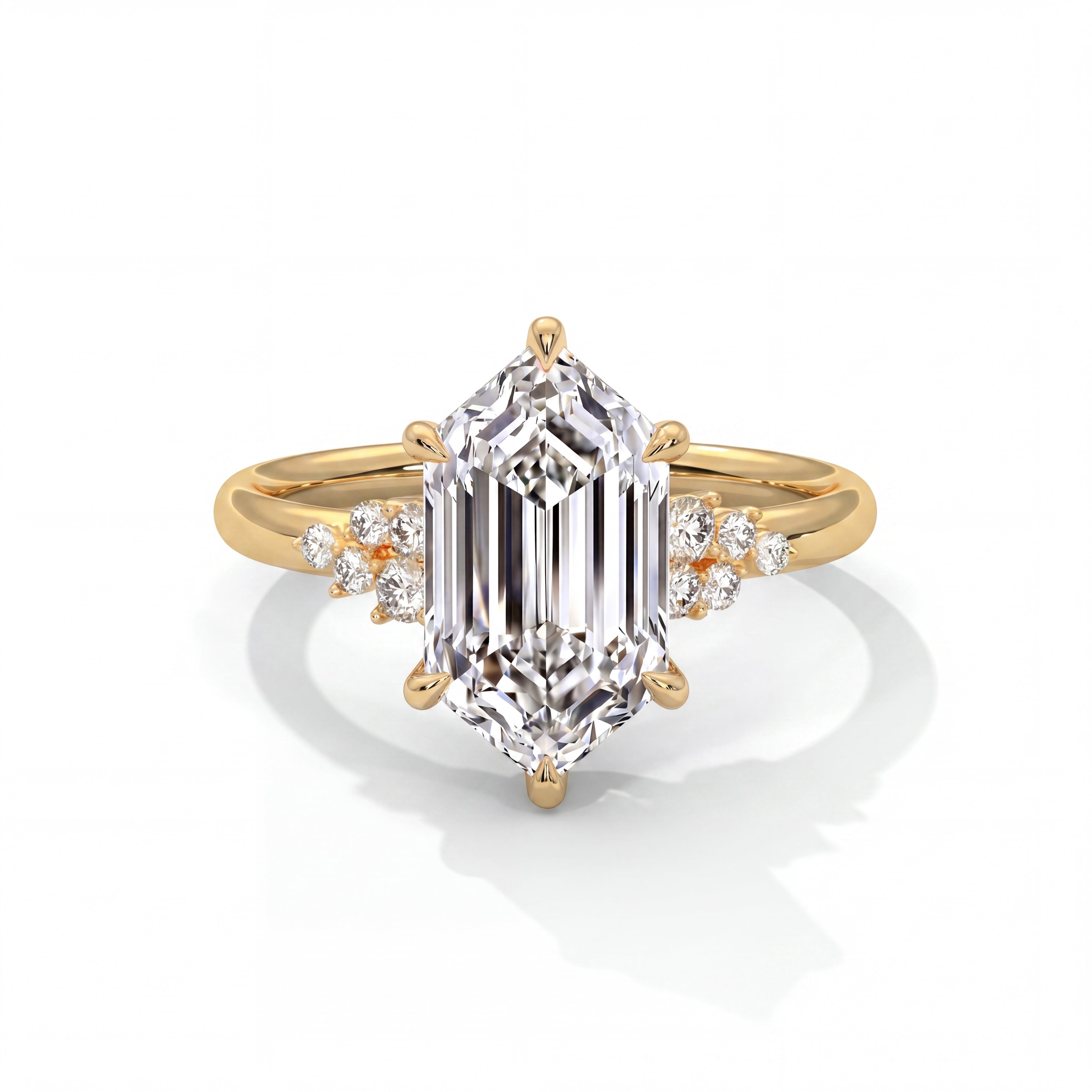 14k Yellow Gold / Elongated Hexagon