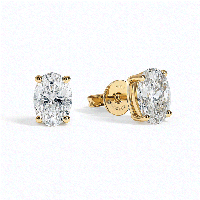Oval 4-Prong Lab-Grown Diamond Stud Earrings