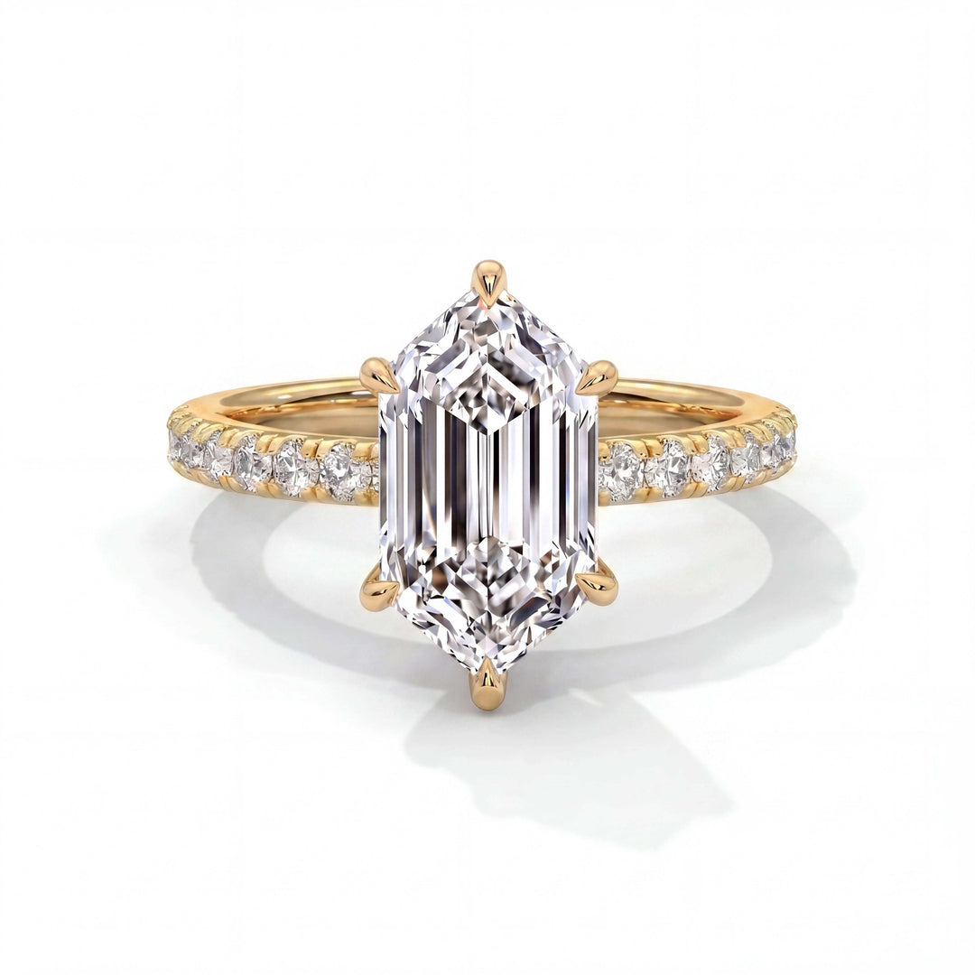 Pave Elongated Hexagon Setting in 14K Yellow Gold