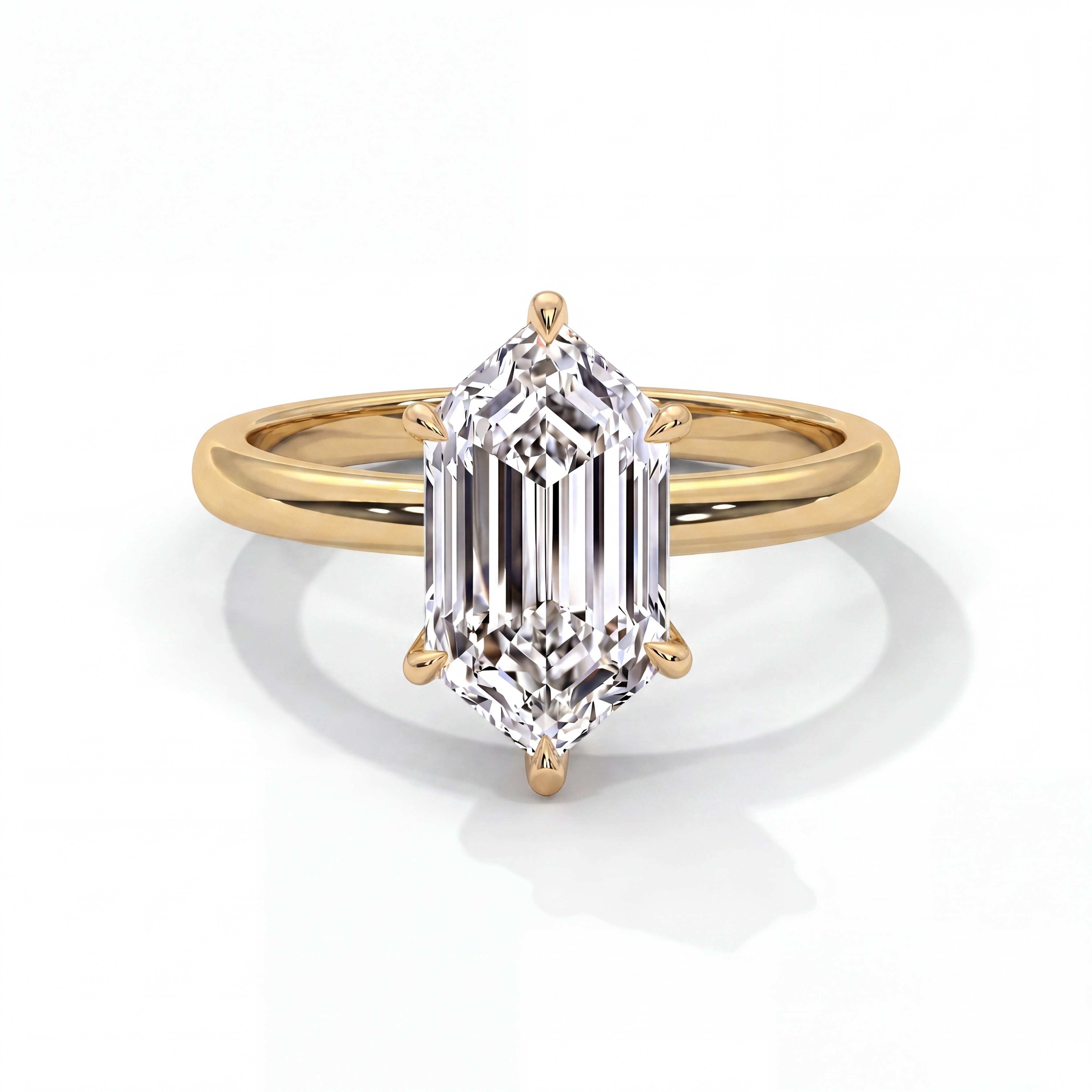 14k Yellow Gold / Elongated Hexagon