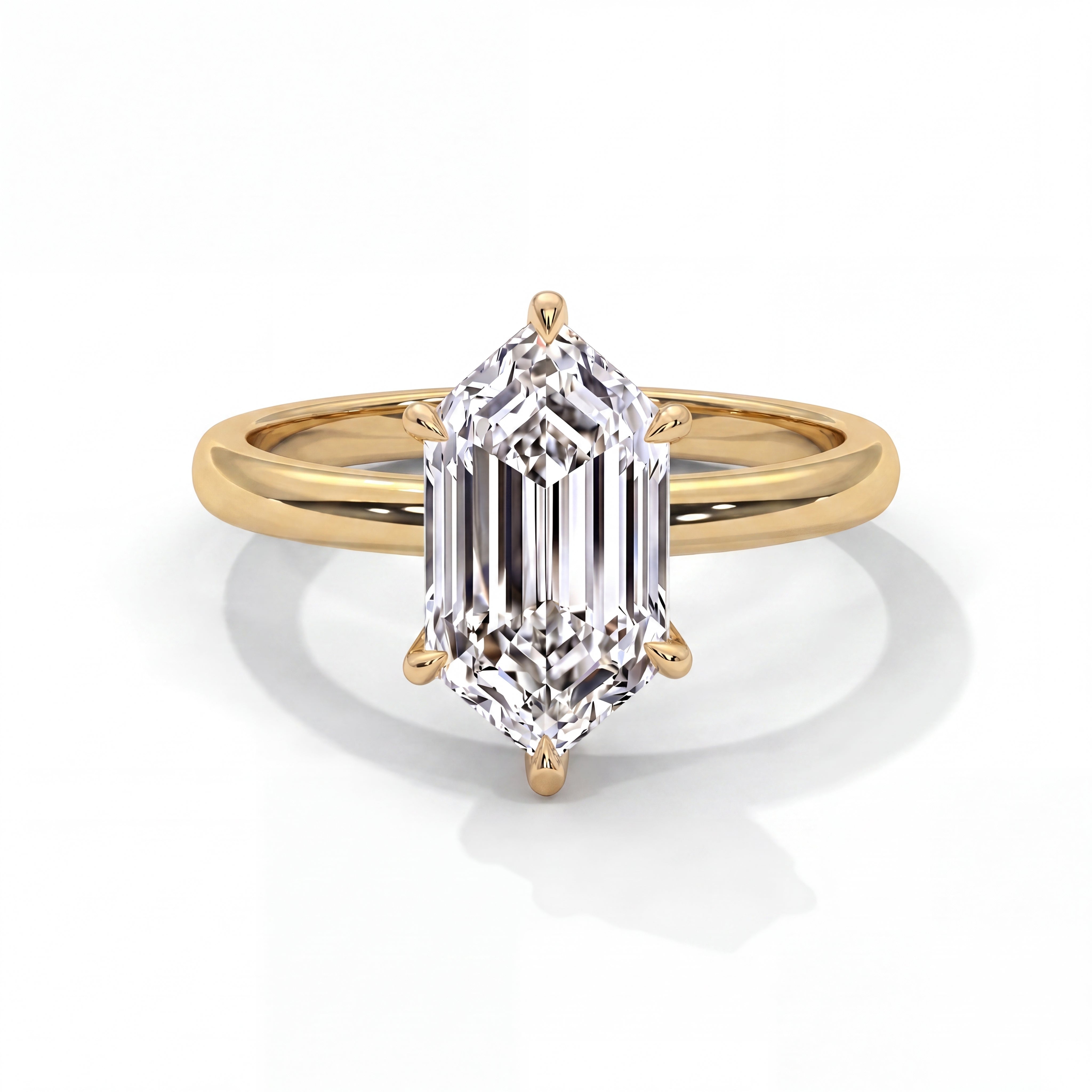 14k Yellow Gold / Elongated Hexagon