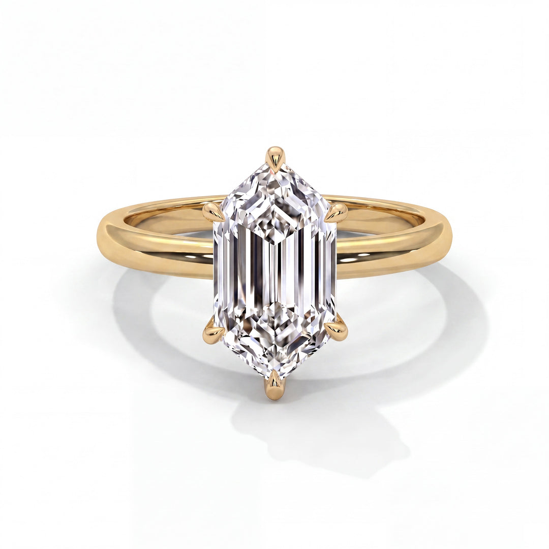 Plain Elongated Hexagon Setting in 14K Yellow Gold