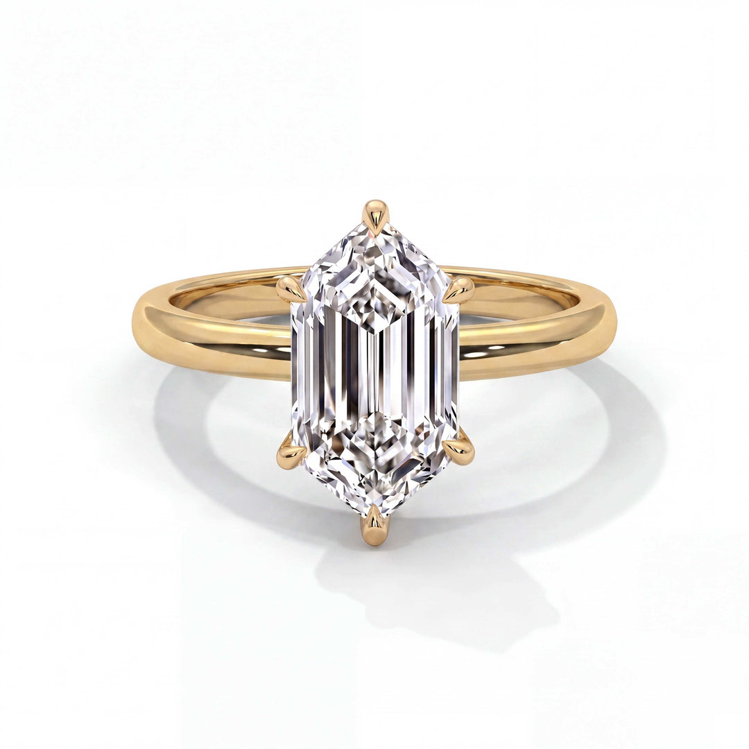 Plain Elongated Hexagon Setting in 14K Yellow Gold