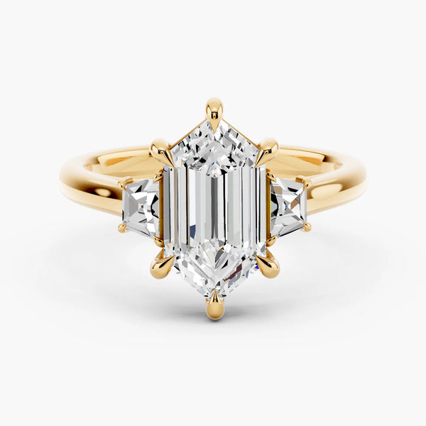 Three Stone Brilliant Trapezoid Setting