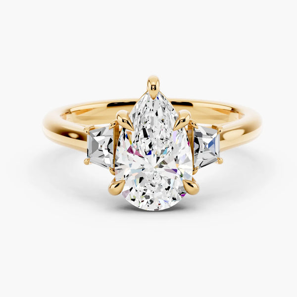 Three Stone Brilliant Trapezoid Setting