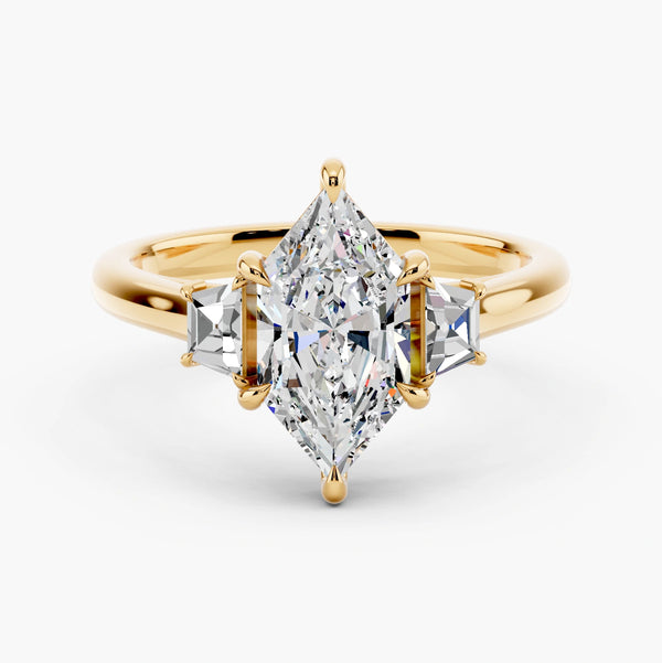 Three Stone Brilliant Trapezoid Setting