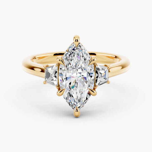 Three Stone Brilliant Trapezoid Setting