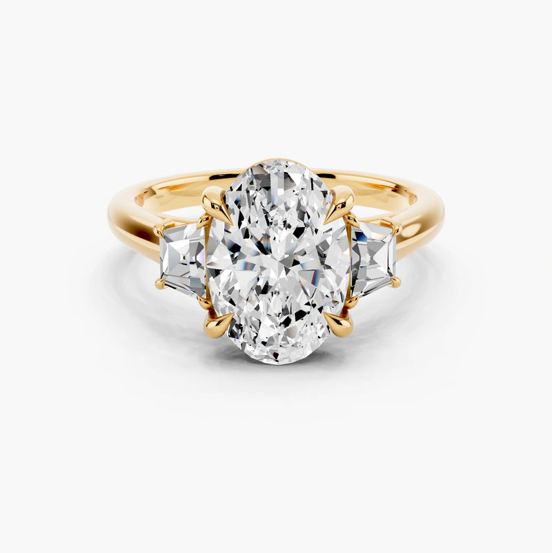Three Stone Brilliant Trapezoid Setting