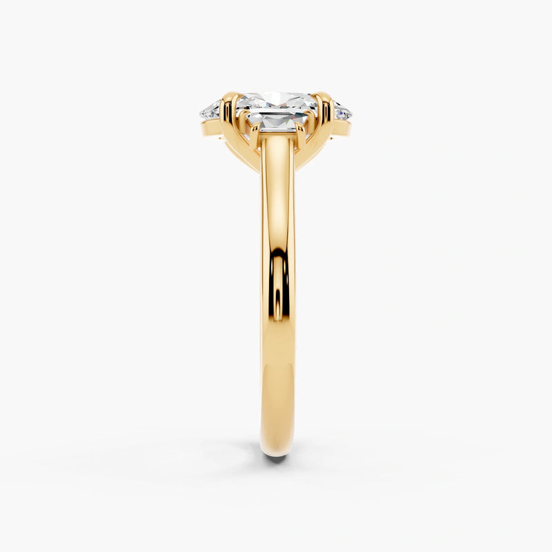 Three Stone Brilliant Trapezoid Setting