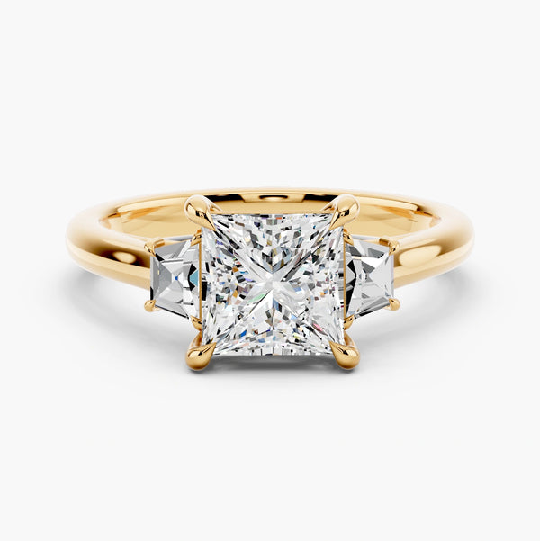 Three Stone Brilliant Trapezoid Setting