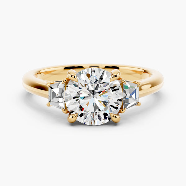 Three Stone Brilliant Trapezoid Setting