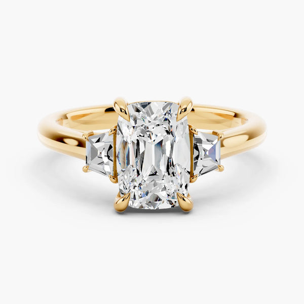Three Stone Step Cut Trapezoid Setting