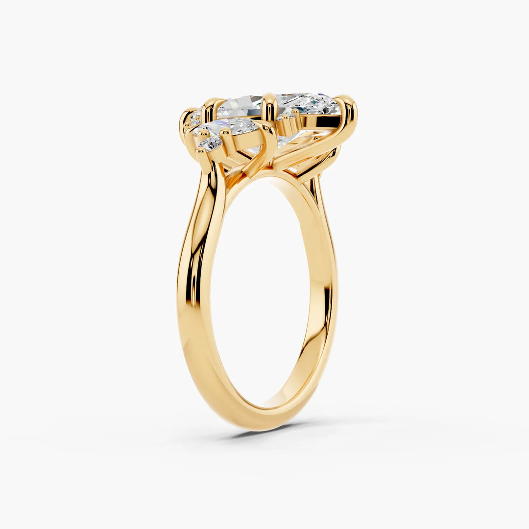 Diora Marquise cut engagement ring in yellow gold persp