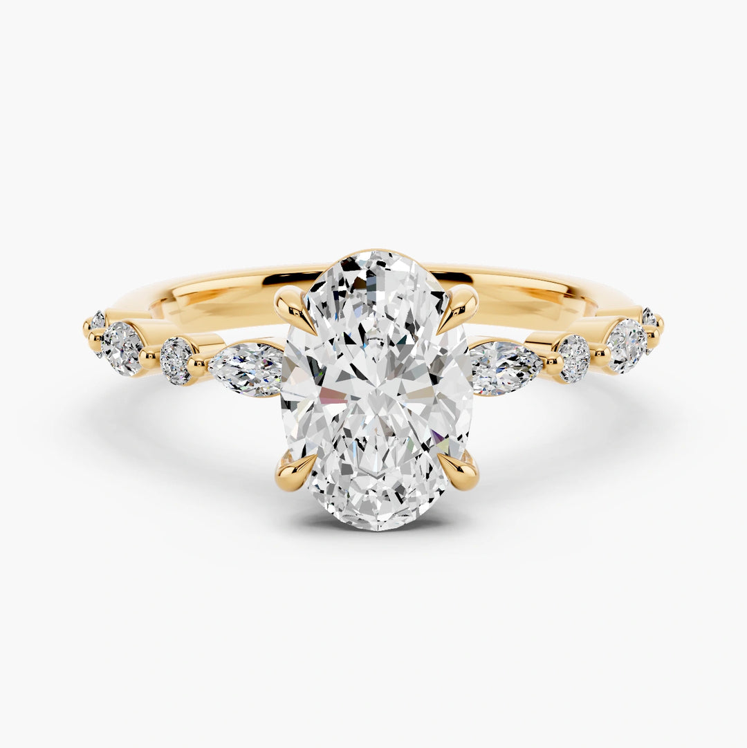 Oval yellow gold setting, undefined view
