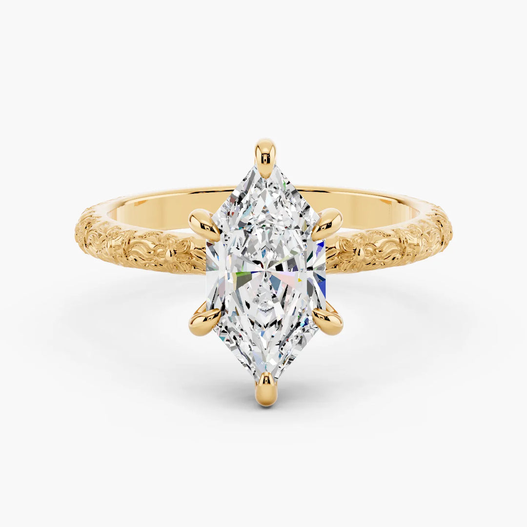 Sora Dutch Marquise cut engagement ring in yellow gold