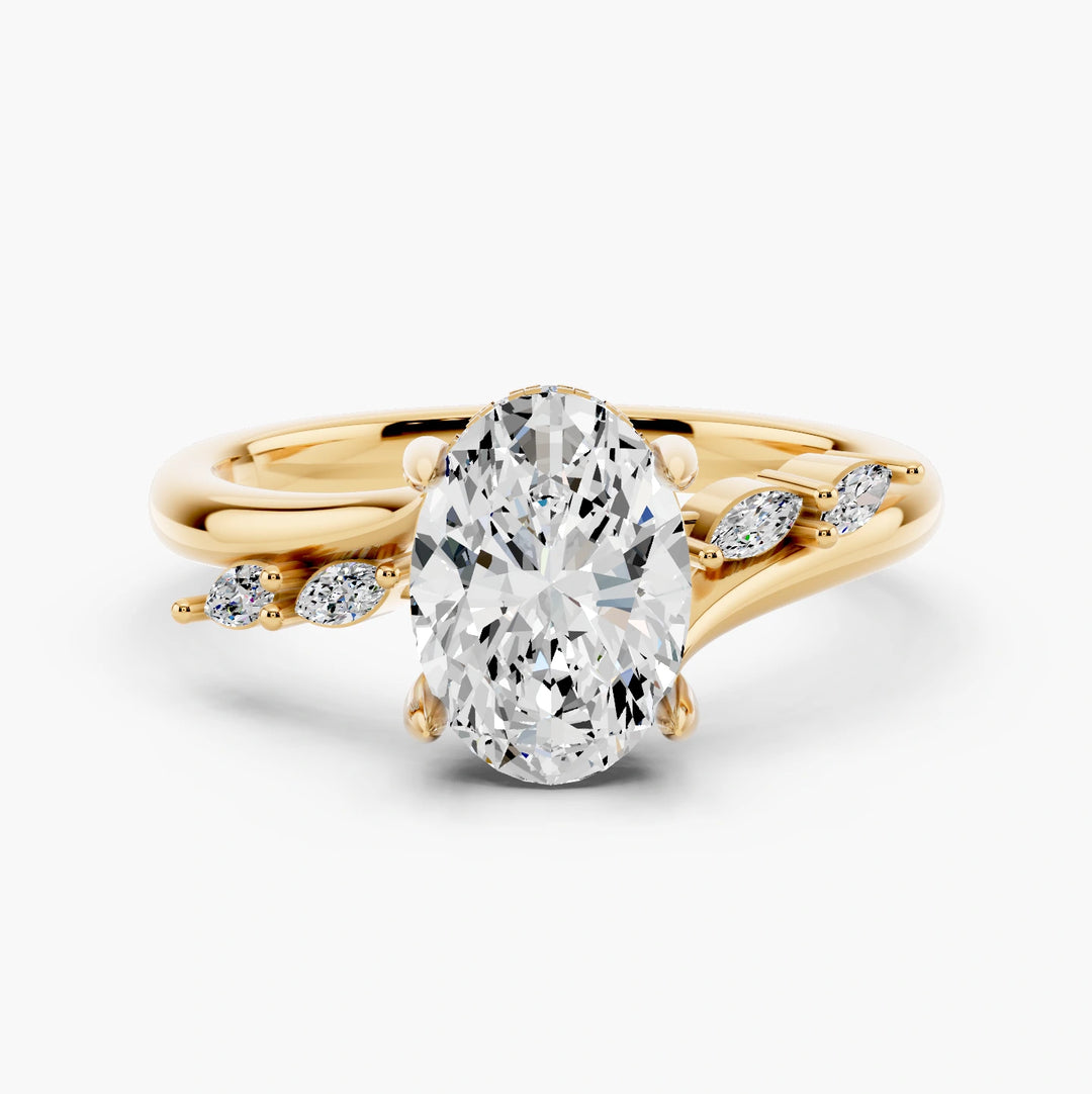 Oval yellow gold setting, undefined view
