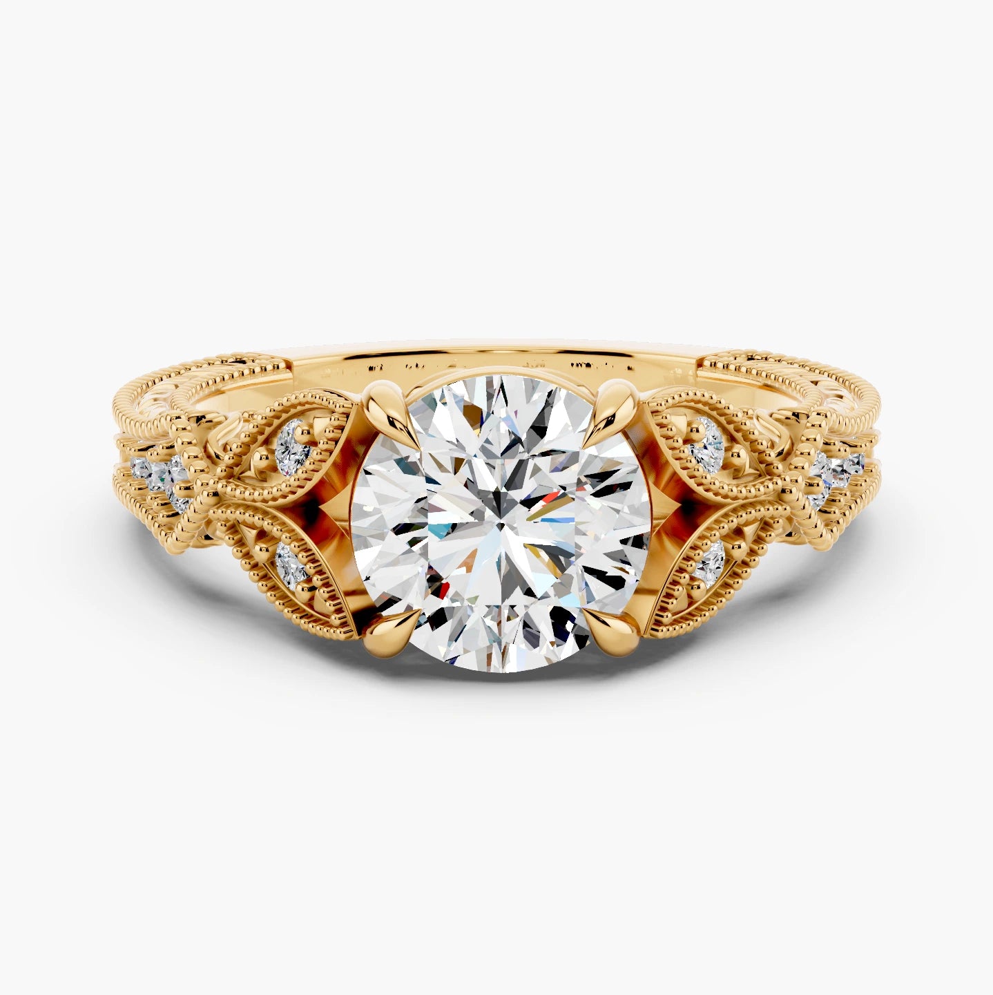 14k Yellow Gold / Round