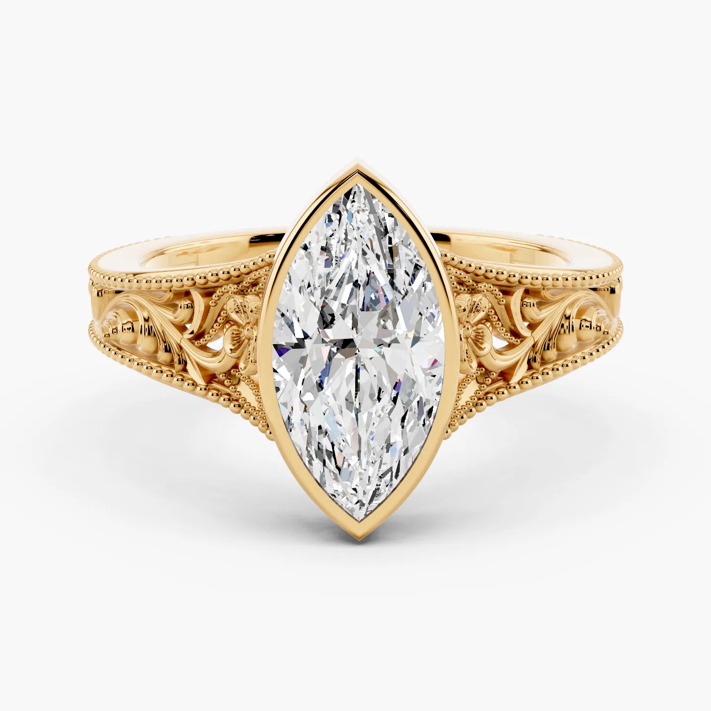 14k Yellow Gold / Marquise