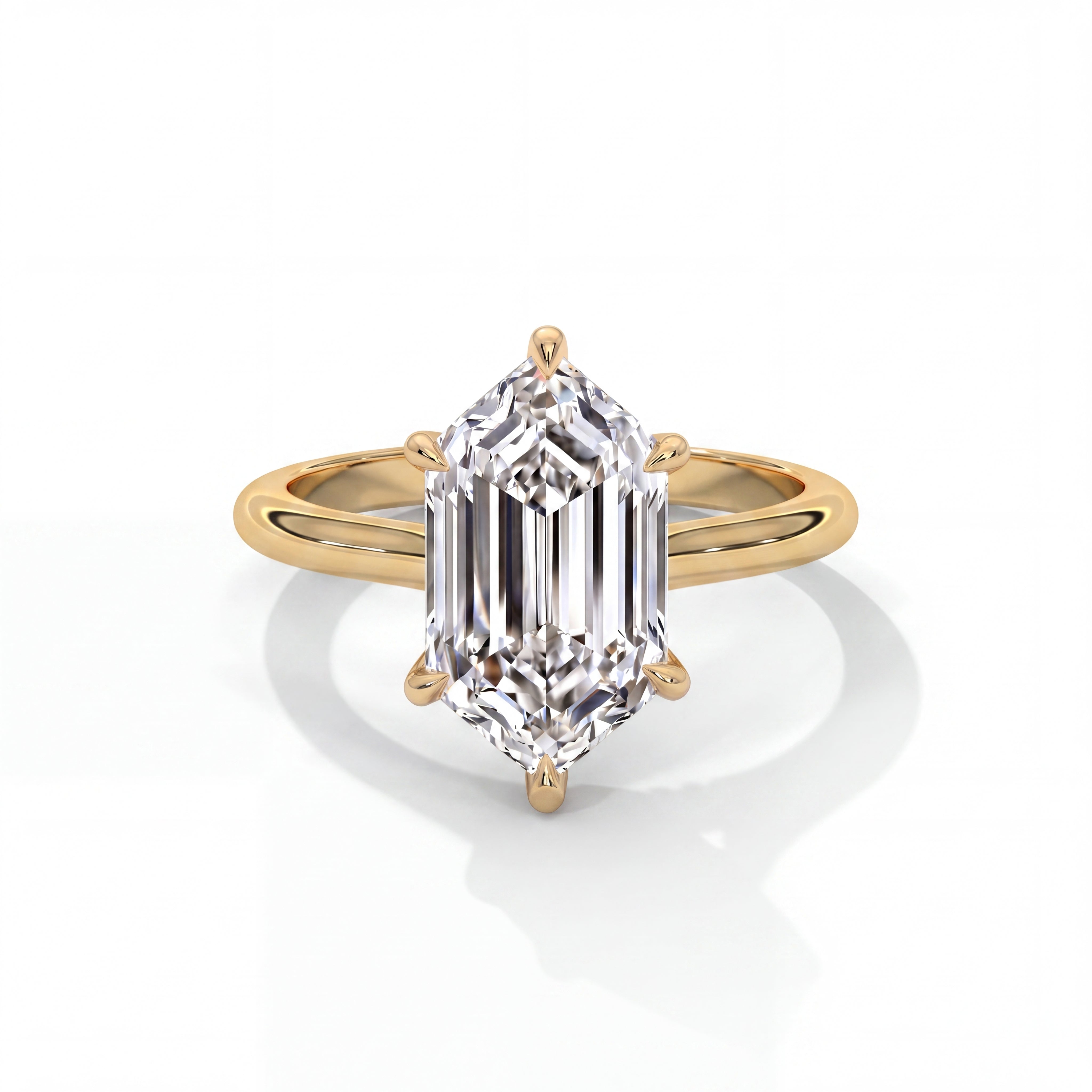 14k Yellow Gold / Elongated Hexagon