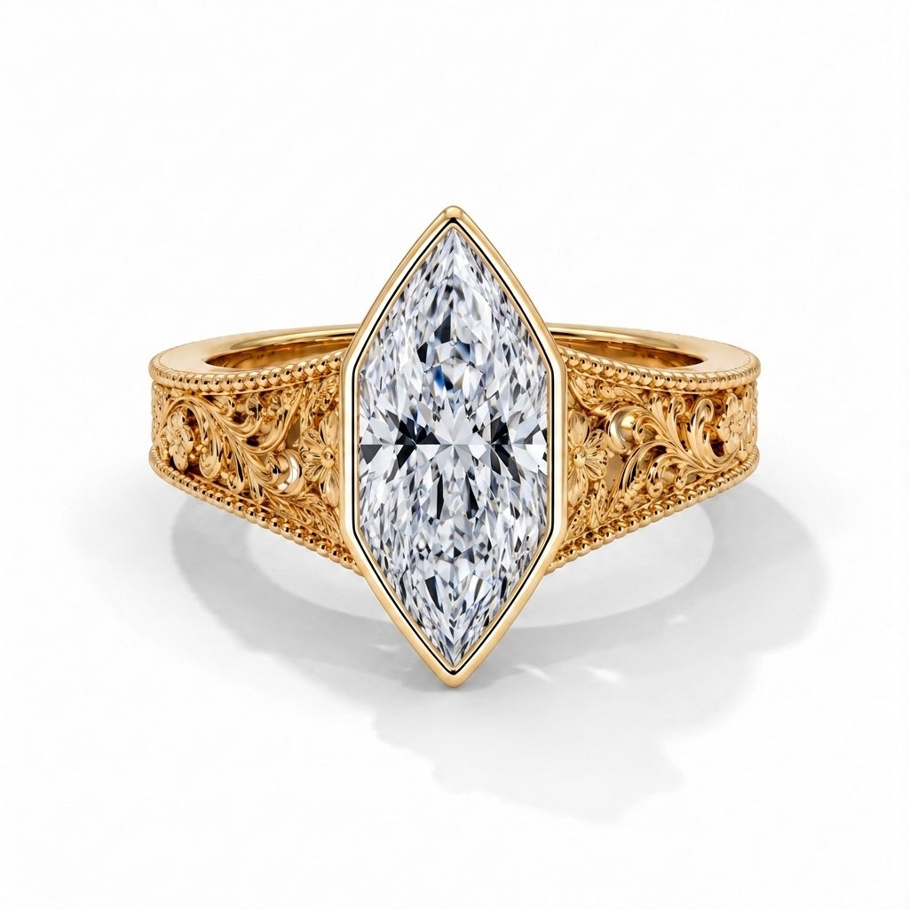 14k Yellow Gold / Marquise