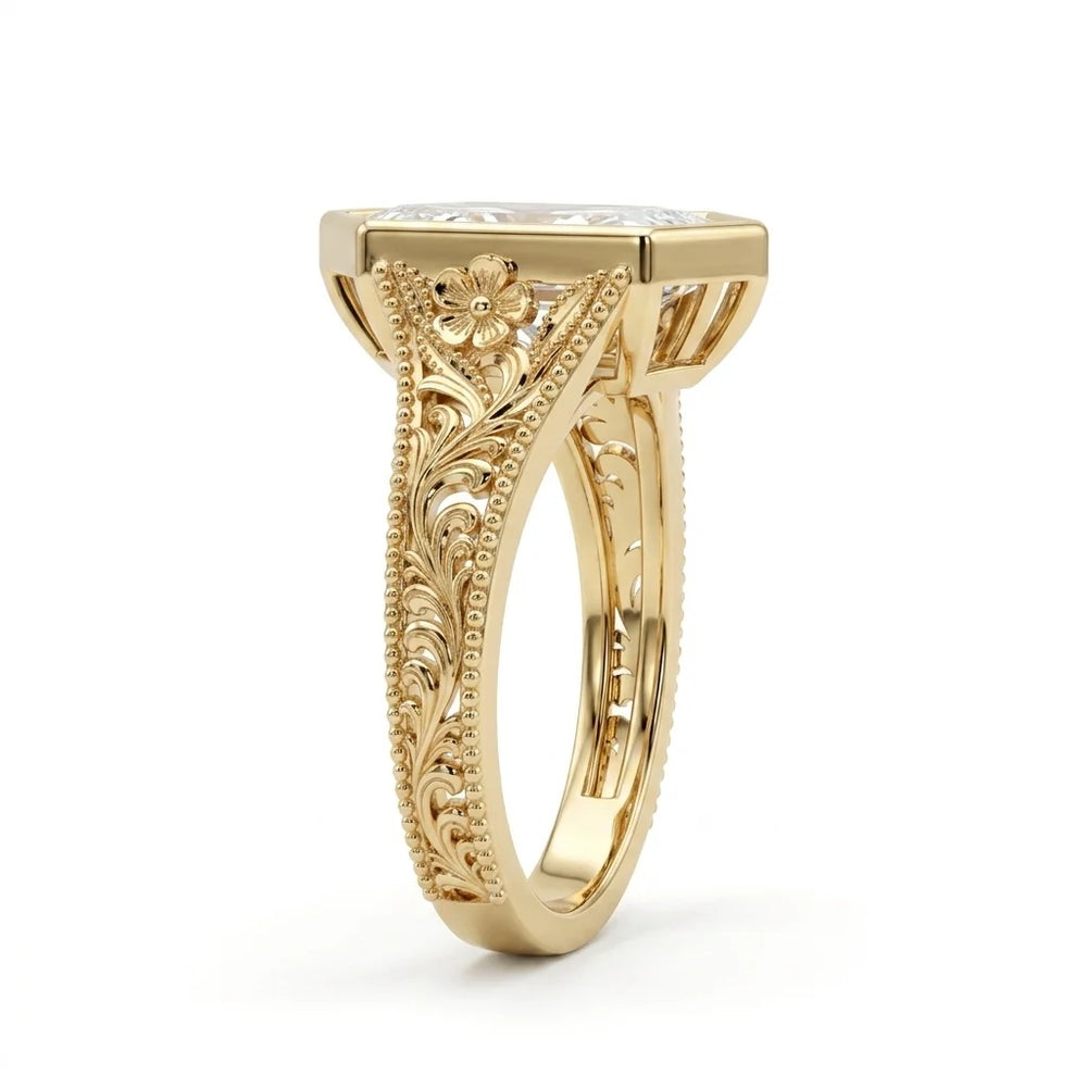Sony Setting - Elongated Hexagon - Yellow Gold - Angle