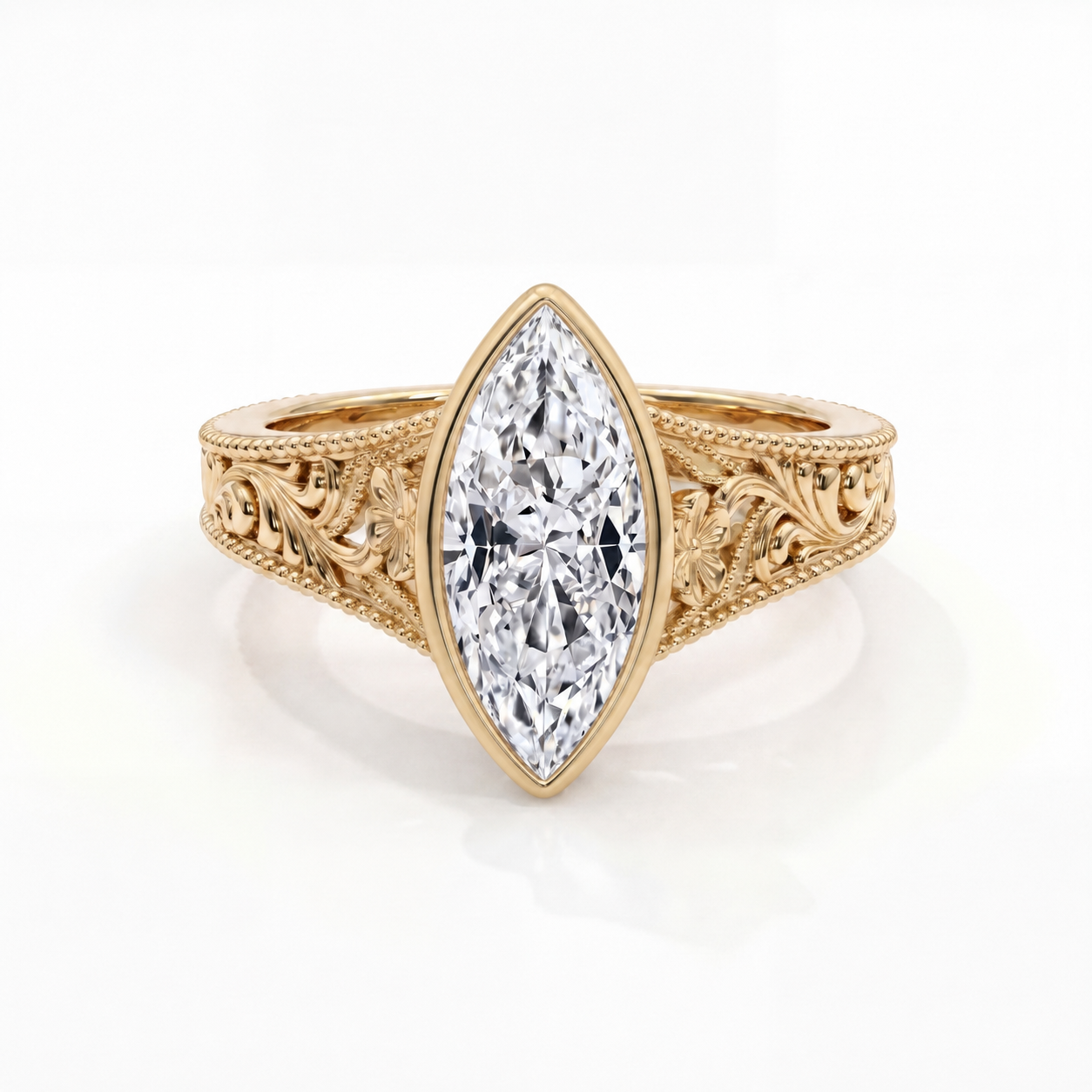 14k Yellow Gold / Marquise