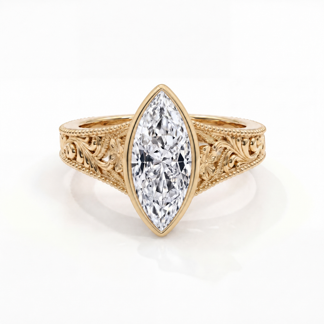 Sony Setting - Marquise - Yellow Gold - Front