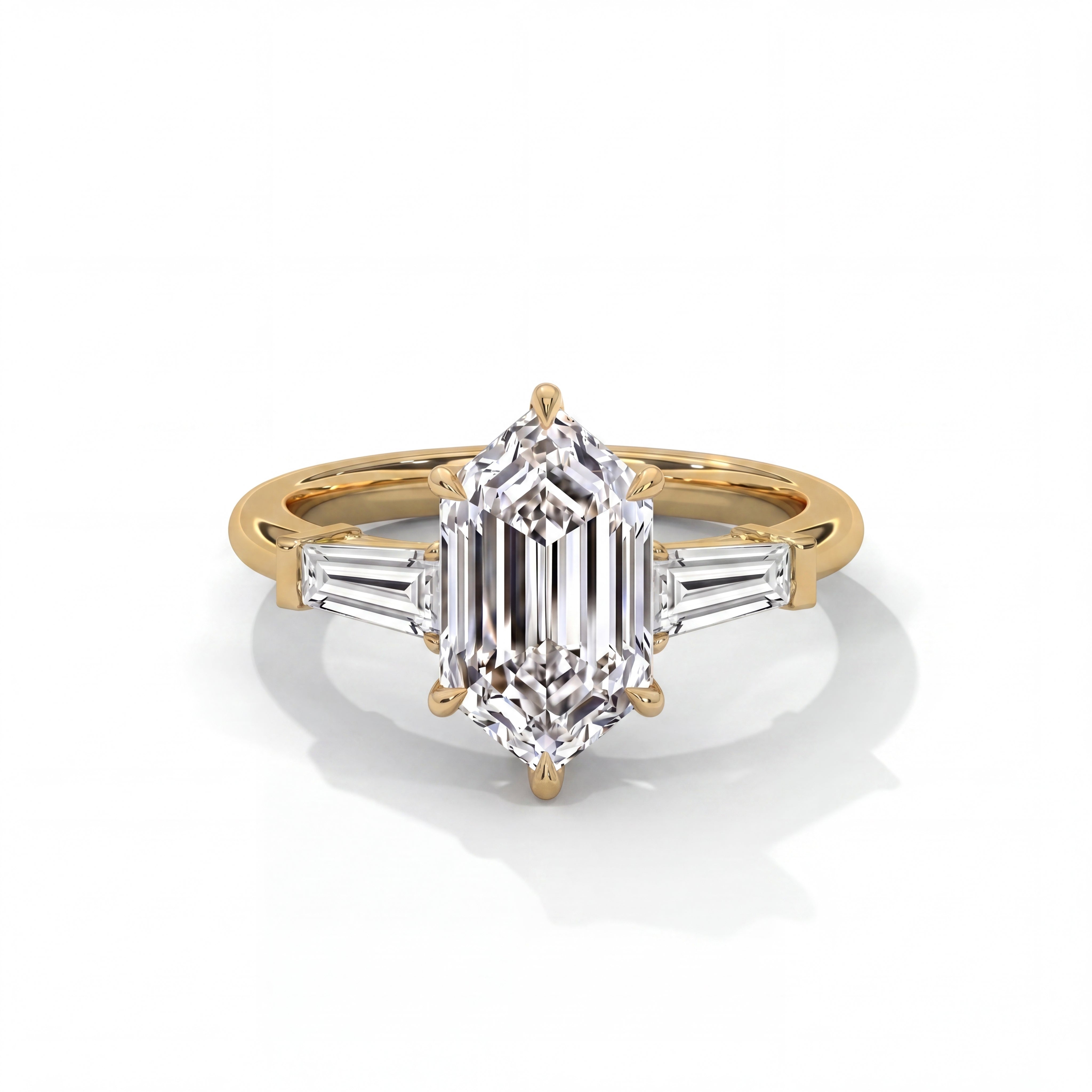 14k Yellow Gold / Elongated Hexagon