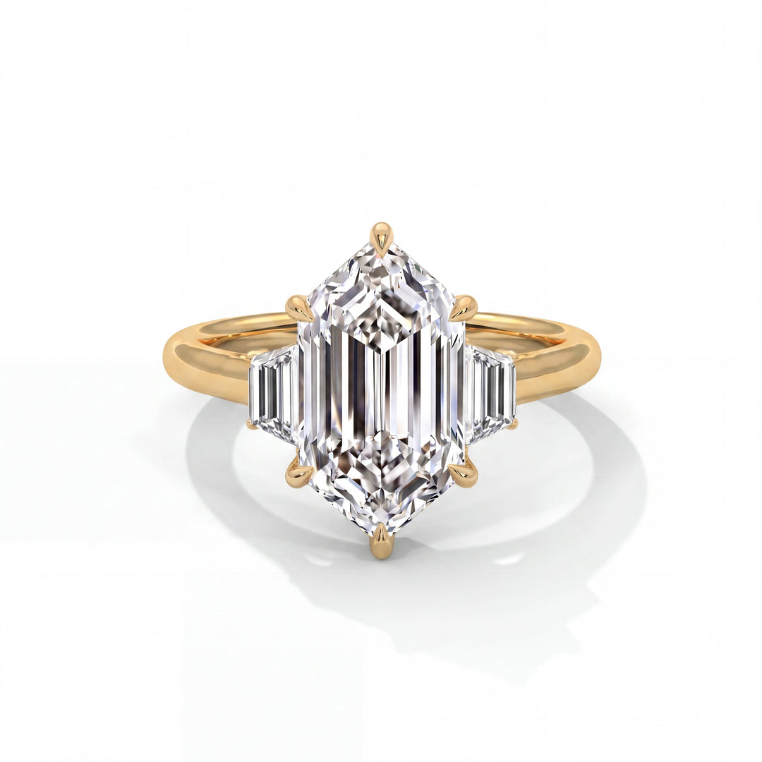 ThreeStone-StepCut-Trap-ElongatedHexagon-14K-Yellow
