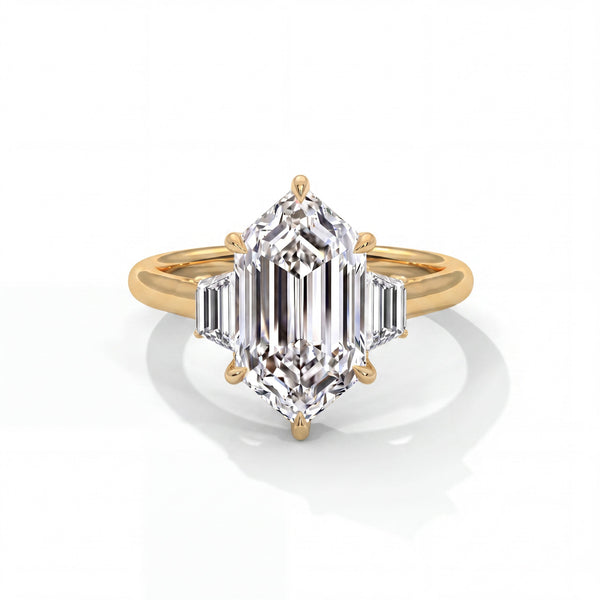 Three Stone Step Cut Trapezoid Setting