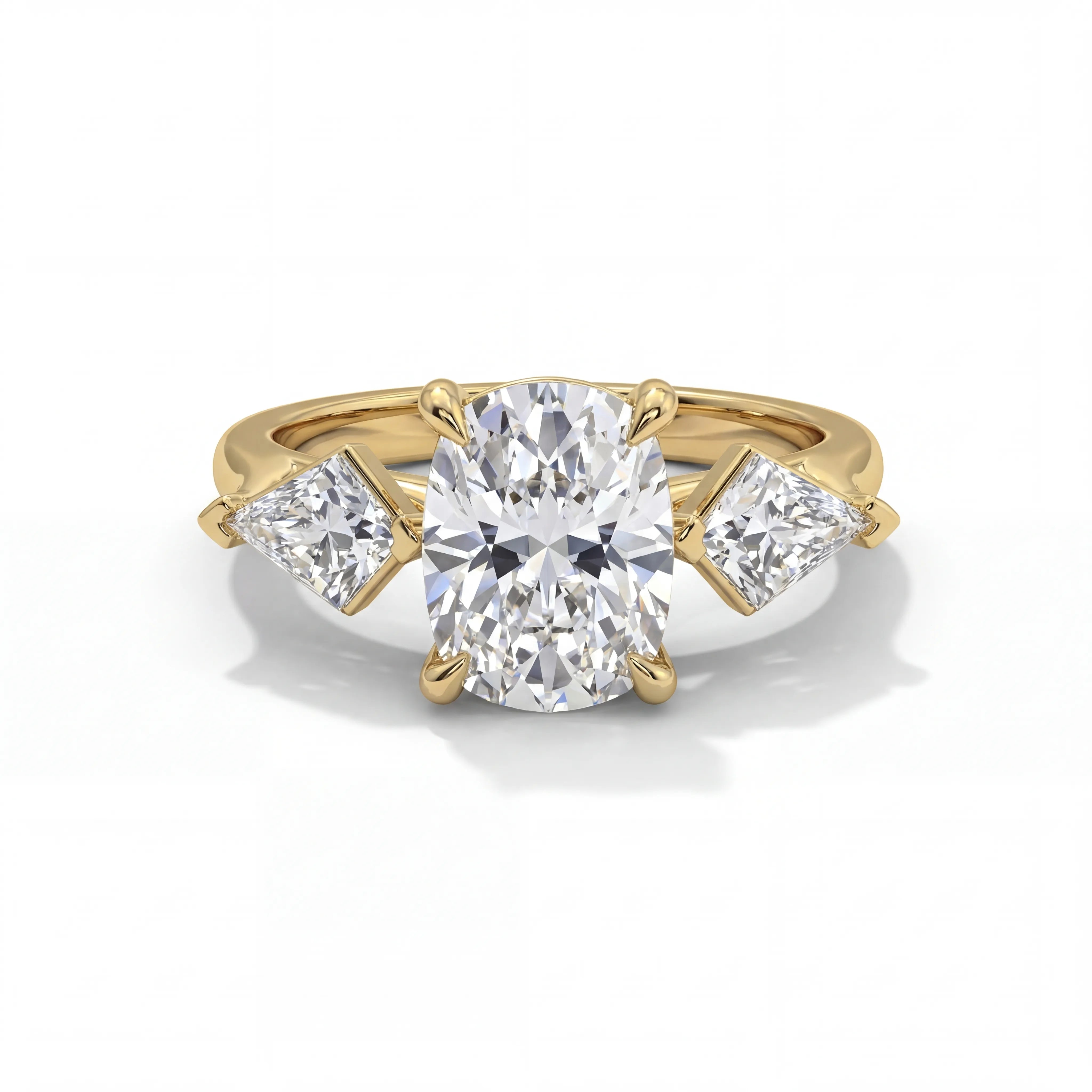 14k Yellow Gold / Long Cushion