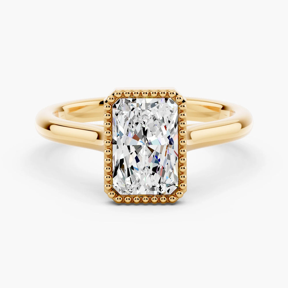 Viola Setting Radiant cut engagement ring in yellow gold