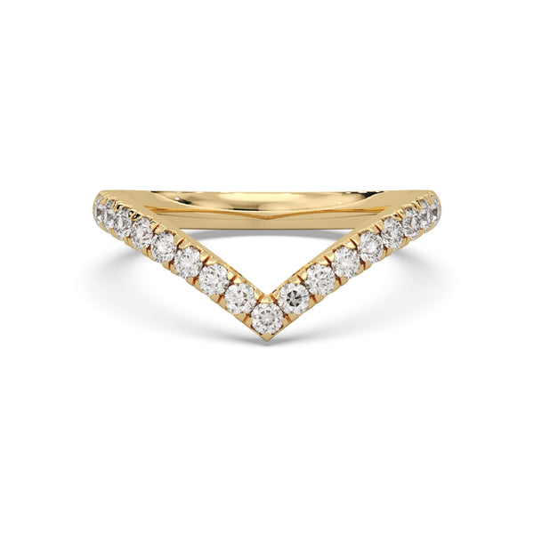 Lambda Curved Pave Wedding Band