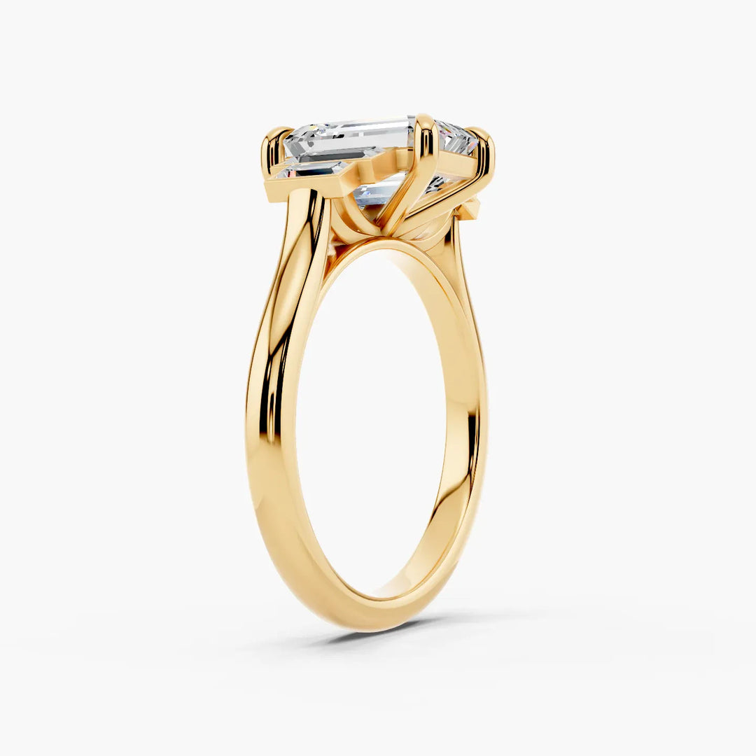 Zena Setting Emerald cut engagement ring in yellow gold persp