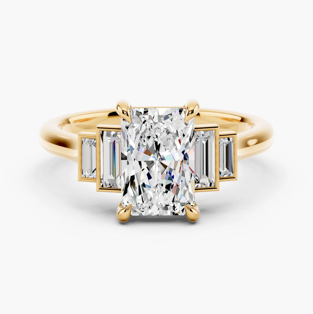 Zena Setting Radiant cut engagement ring in yellow gold