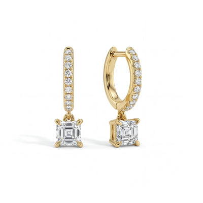 Asscher Pave Hoops - 1 1/5 ctw