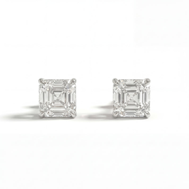 Asscher 4-Prong Lab-Grown Diamond Stud Earrings