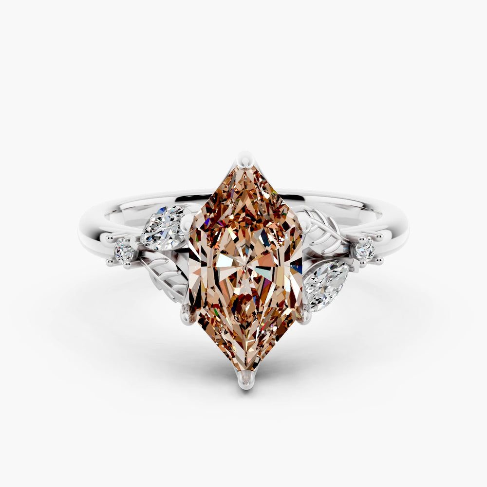 Blossom Champagne Setting Engagement Ring Dutch Marquise cut engagement ring in 14k White Gold