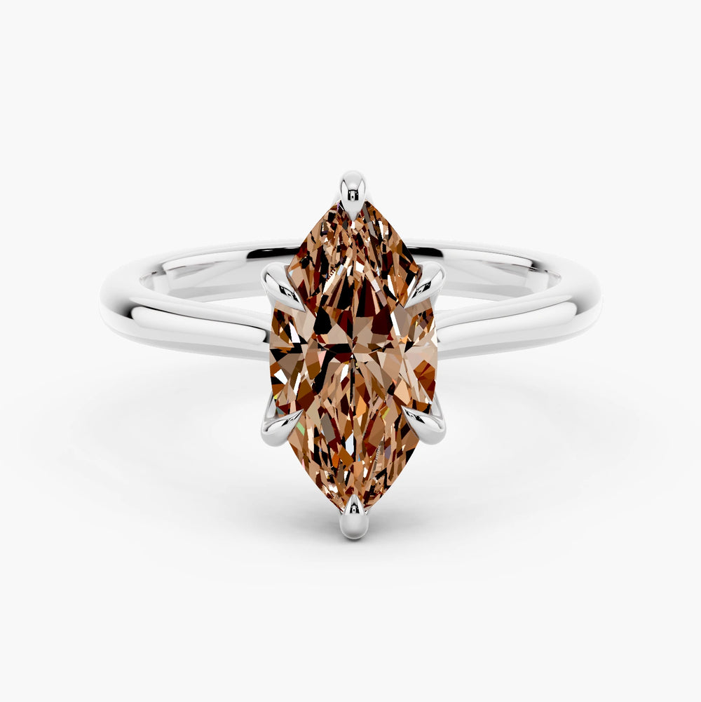 Calvi Champagne Setting Marquise cut engagement ring in 14k White Gold