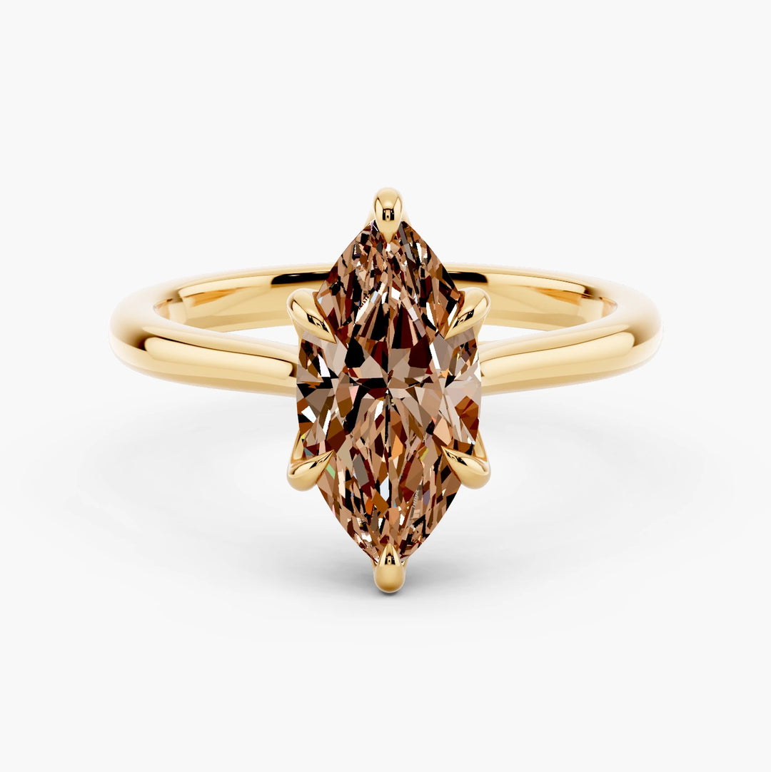 Calvi Champagne Setting Marquise cut engagement ring in 14k Yellow Gold