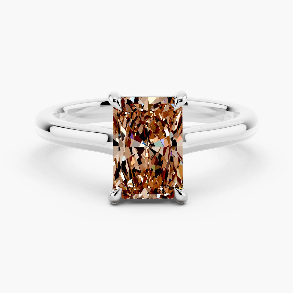 Cardinal Cathedral Champagne Setting Radiant cut engagement ring in 14k White Gold