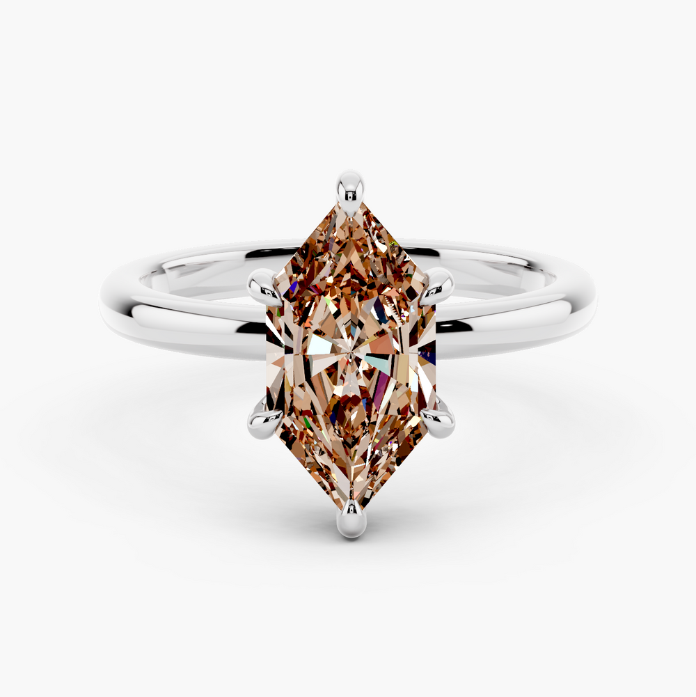 Classic Solitaire Champagne Setting Dutch Marquise cut engagement ring in 14k White Gold