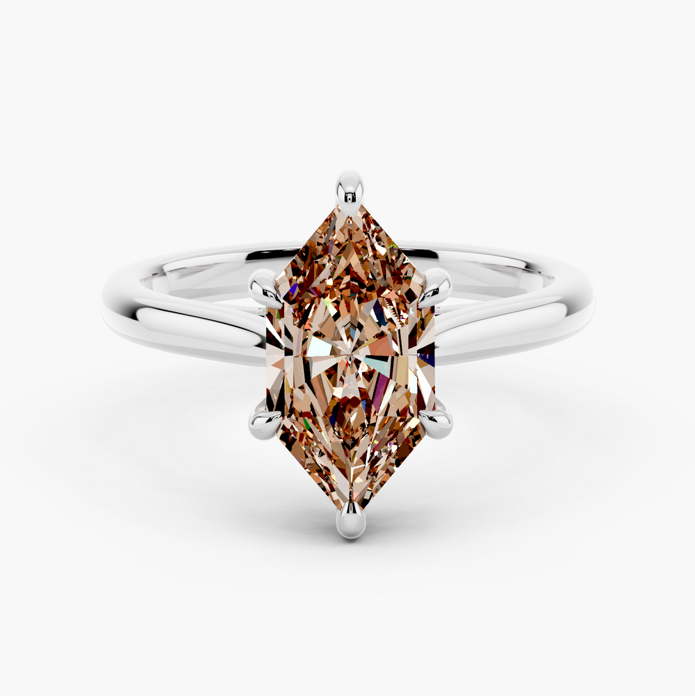 Clover Champagne Setting Dutch Marquise cut engagement ring in 14k White Gold
