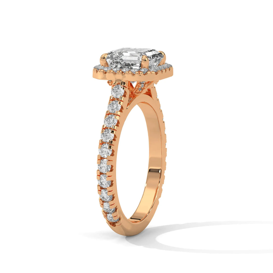 Elegant 14k rose gold engagement ring with a Crystal Setting diamond, beautifully set in a crystal design for timeless appeal.