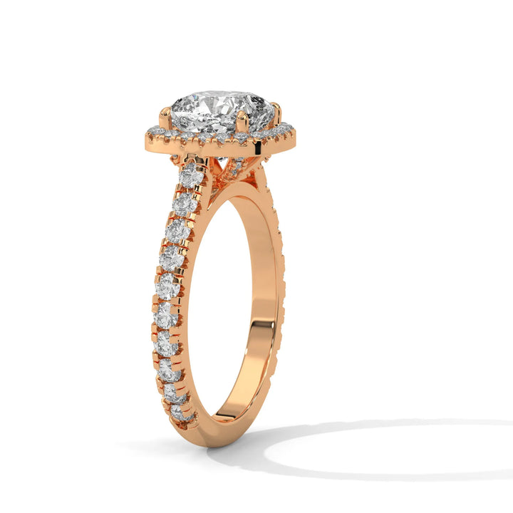 Elegant 14k rose gold engagement ring with a Crystal Setting diamond, beautifully set in a crystal design for timeless appeal.