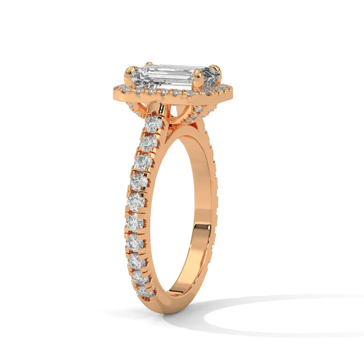 Elegant 14k rose gold engagement ring with a Crystal Setting diamond, beautifully set in a crystal design for timeless appeal.