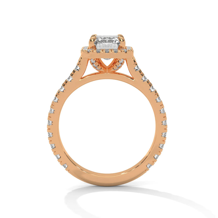 A stunning 14K rose gold engagement ring adorned with a Crystal Setting of diamonds, showcasing exquisite craftsmanship and elegance.