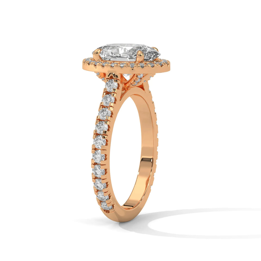 Elegant 14k rose gold engagement ring with a Crystal Setting diamond, beautifully set in a crystal design for timeless appeal.