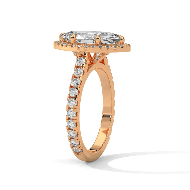 Elegant 14k rose gold engagement ring with a Crystal Setting diamond, beautifully set in a crystal design for timeless appeal.