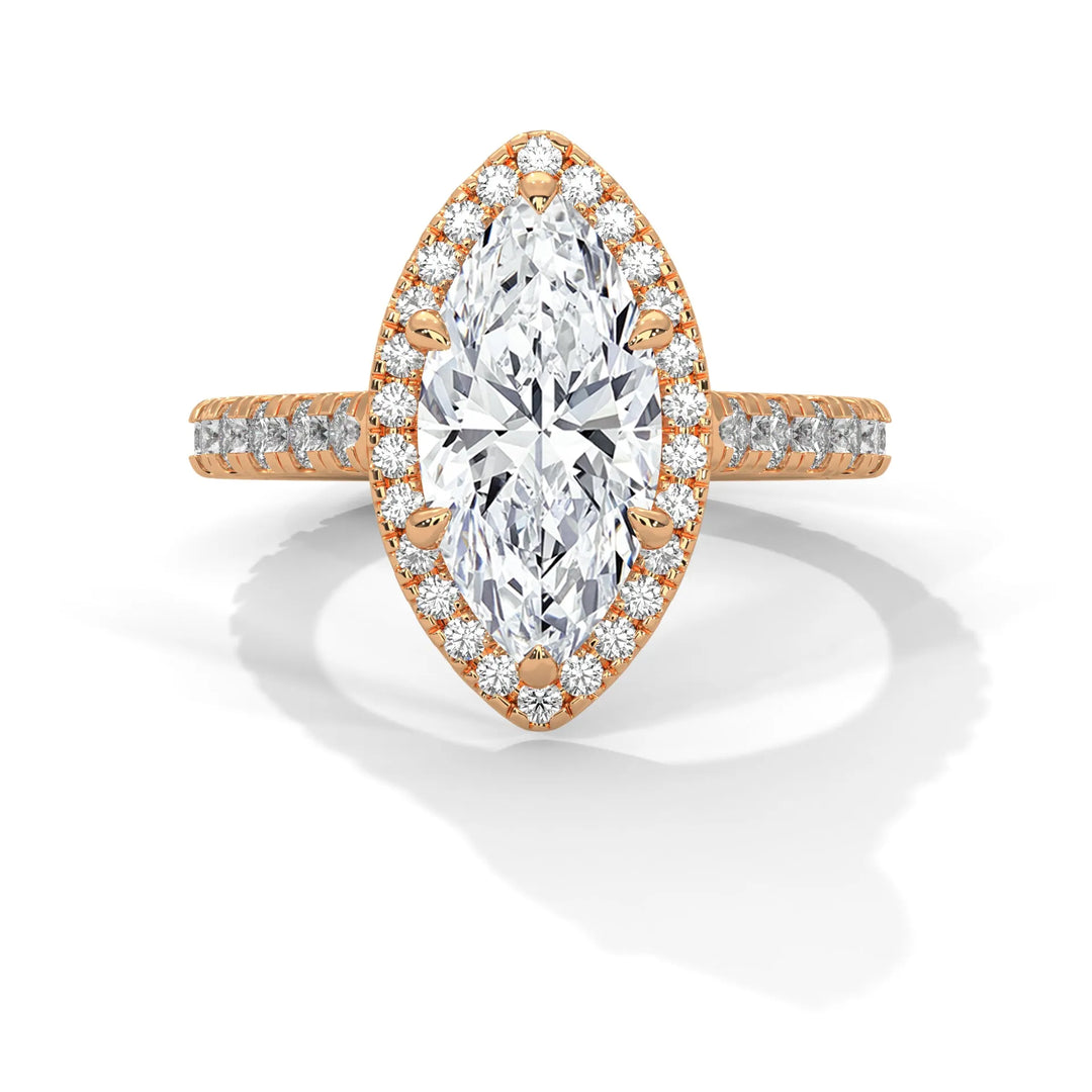 A Crystal Setting diamond set in 14k rose gold, this engagement ring radiates sophistication and everlasting love.